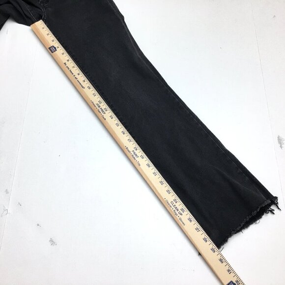 Express Women's Jeans Faded Black High Rise Flare Leg Frayed Hems size 4 - Picture 5 of 9